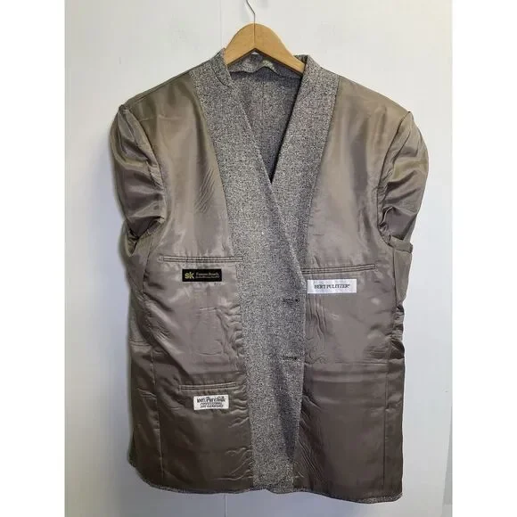 Bert Pulitzer Sport Coat Mens 44S Gray Melange 100% Pure Silk Tweed‎ Blazer
